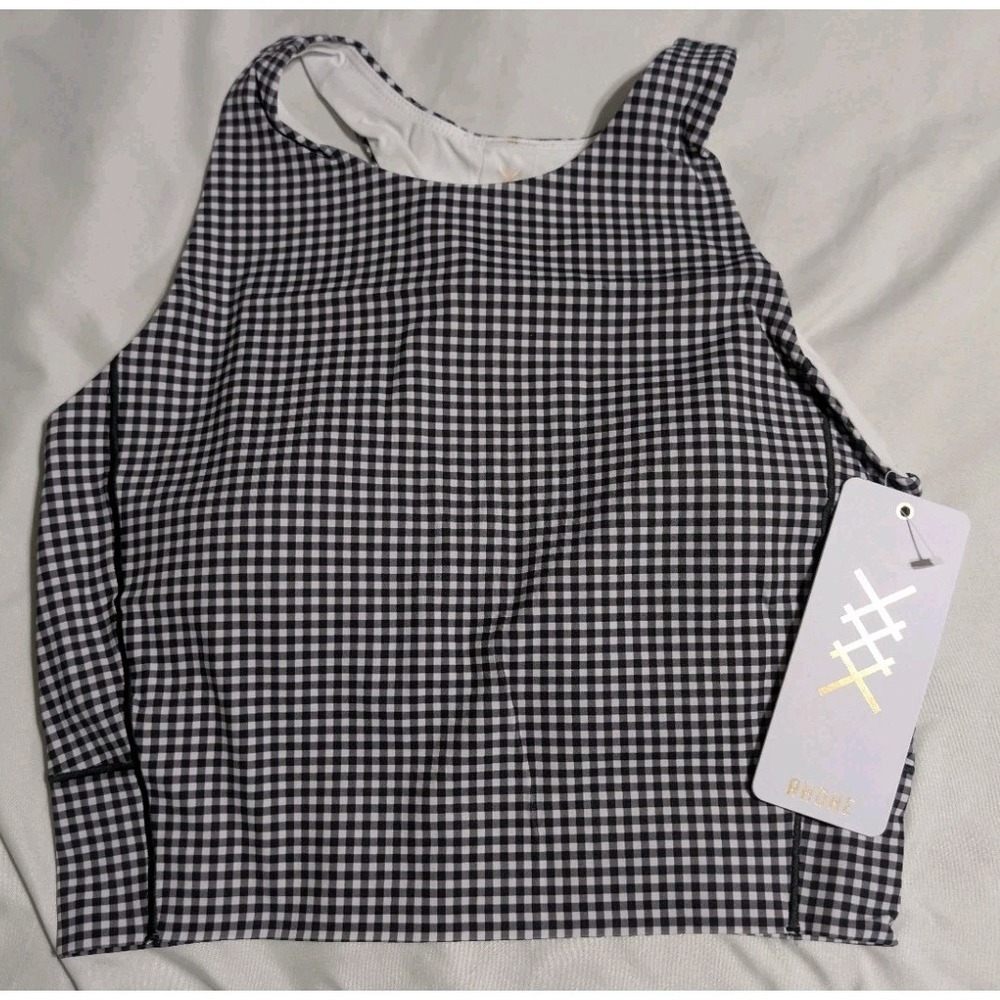 NWT Rhone Revive Printed Longline Sports‎ Bra Womens Small Gingham Athleisure